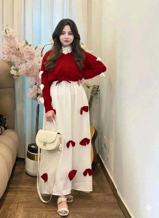 2 Pcs Women's Stitched Chiffon Hand Work Maxi Suit....?