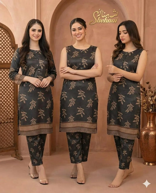 2 Pcs Women's Unstitched Printed Suit...?