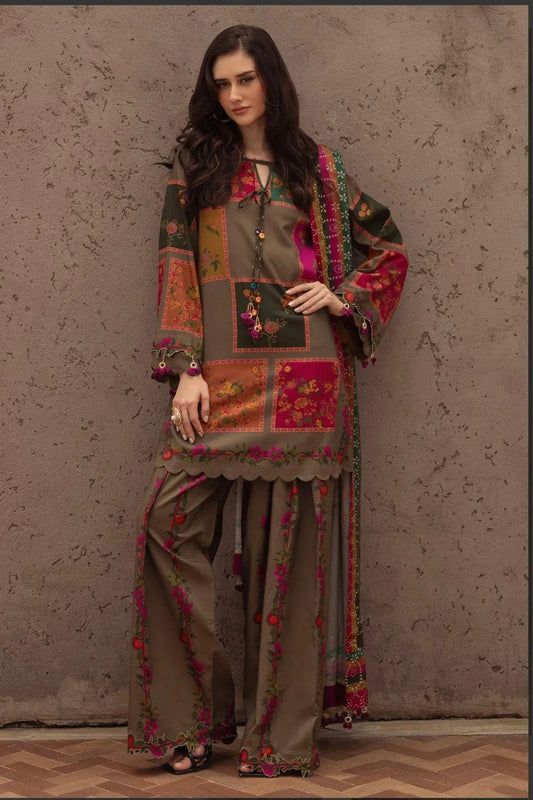 Latest 3 Pcs Unstitched Silky Suit 2026 – Digital Printed Long Airline Shirt with Trouser & China Silk Dupatta for Women | Summer Collection....?
