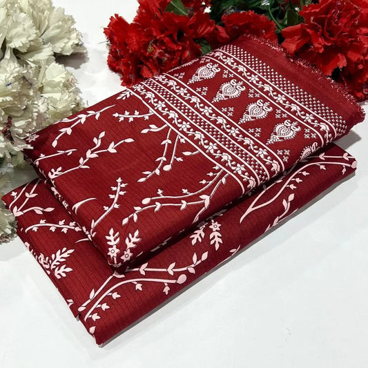 2 Pcs Women's Unstitched Printed Suit....?