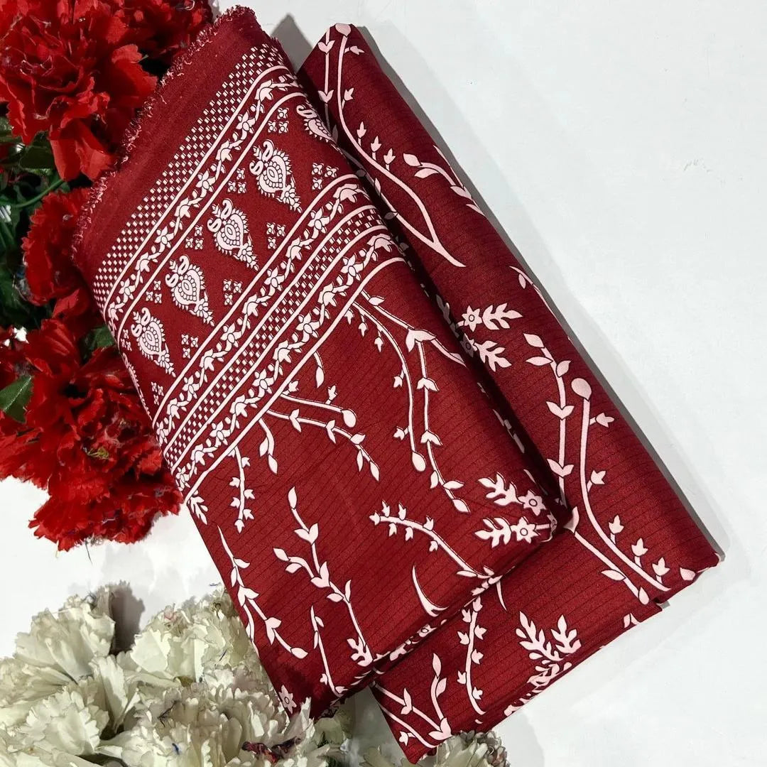 2 Pcs Women's Unstitched Printed Suit....?
