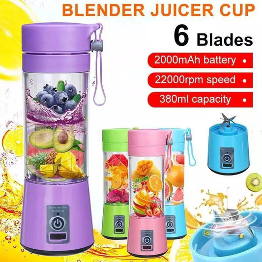 Rechargeable Portable Mini Juicer Blender – 6 Blades, 380ml Outdoor Juicing Cup....?