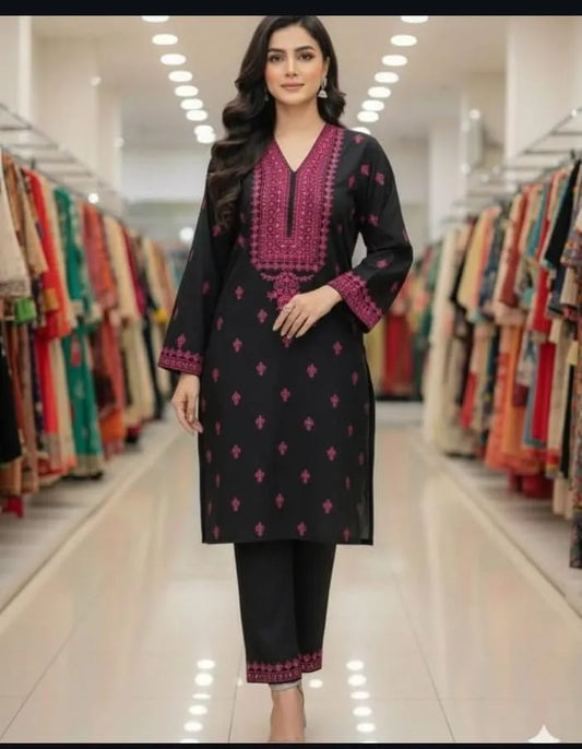 2 Pcs Women's Unstitched Embroidered Suit...?