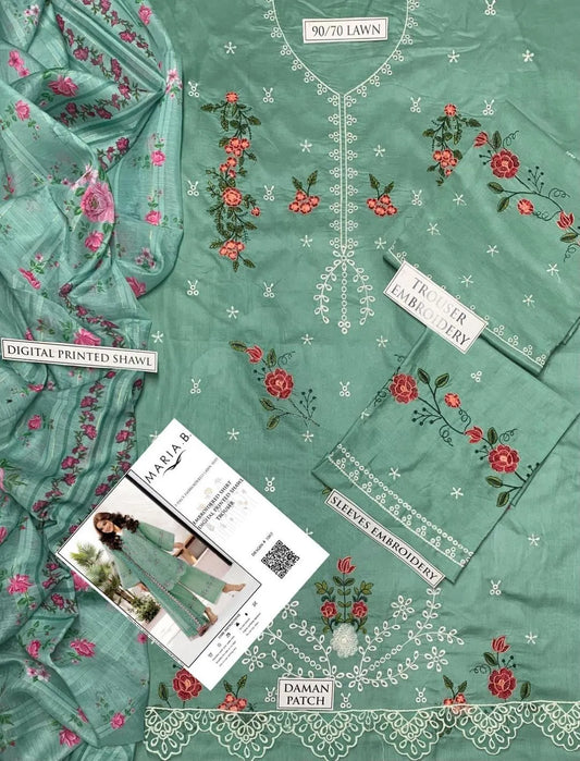 3 Pcs Women's Unstitched Embroidered Suit....?