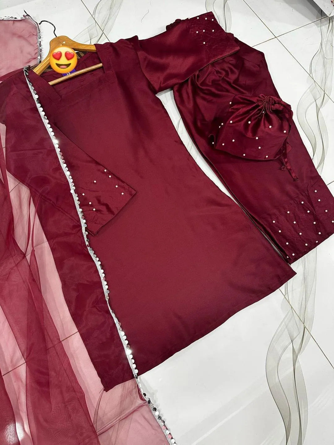 3 Pcs Women's Stitched Shamoz Silk Plain Suit...?