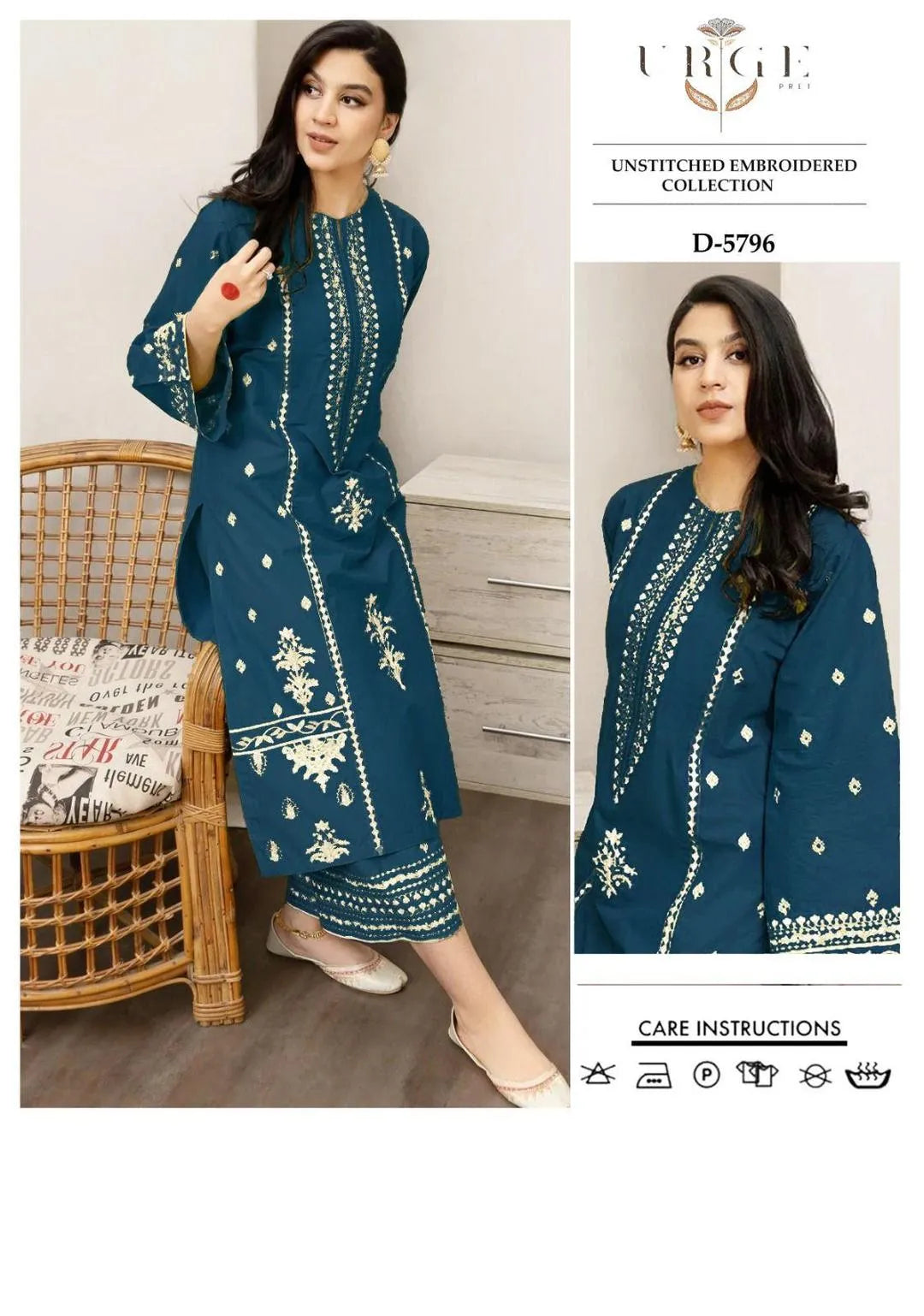 2 Pcs Women's Unstitched Embroidered Suit...?