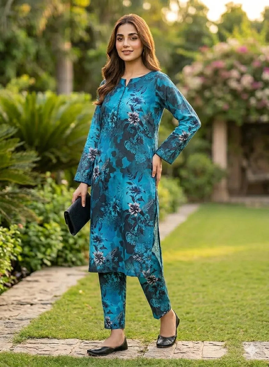 2 Pcs Women's Unstitched Printed Suit....?