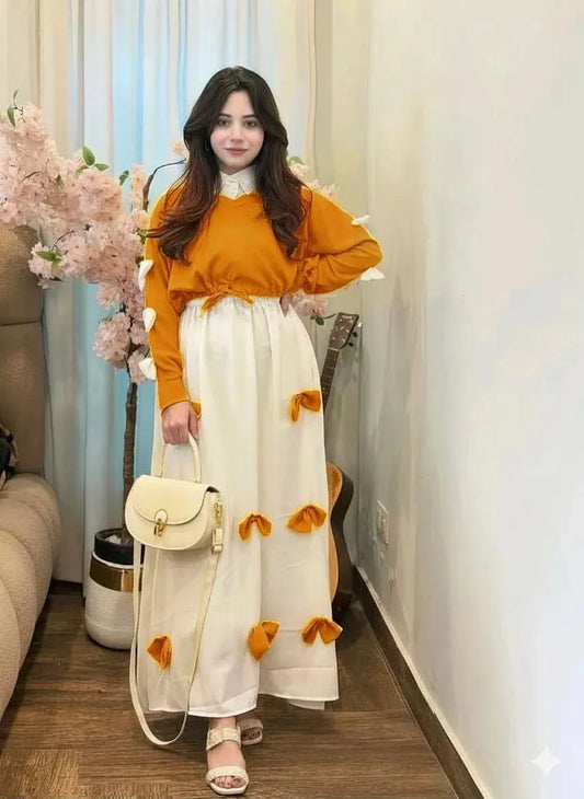 2 Pcs Women's Stitched Chiffon Hand Work Maxi Suit....?