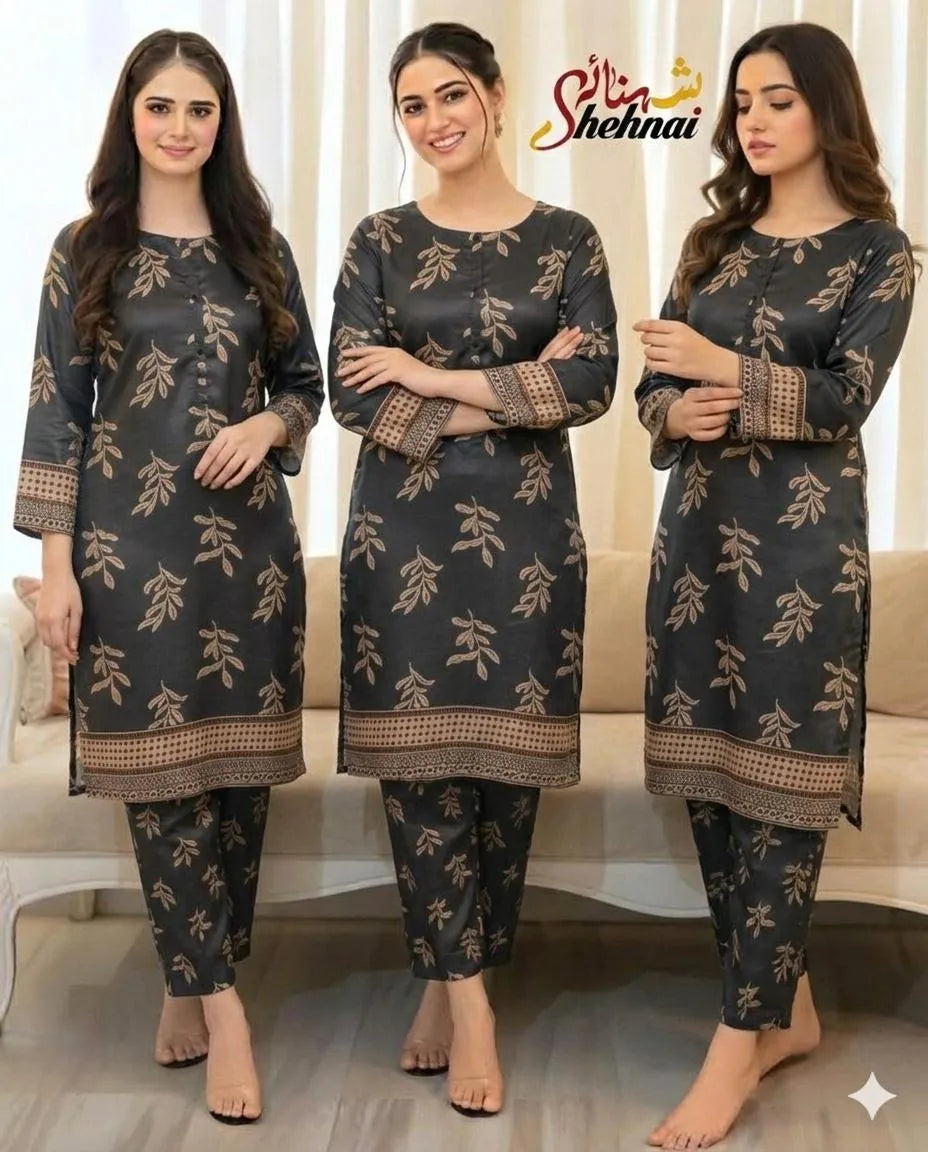 2 Pcs Women's Unstitched Printed Suit...?