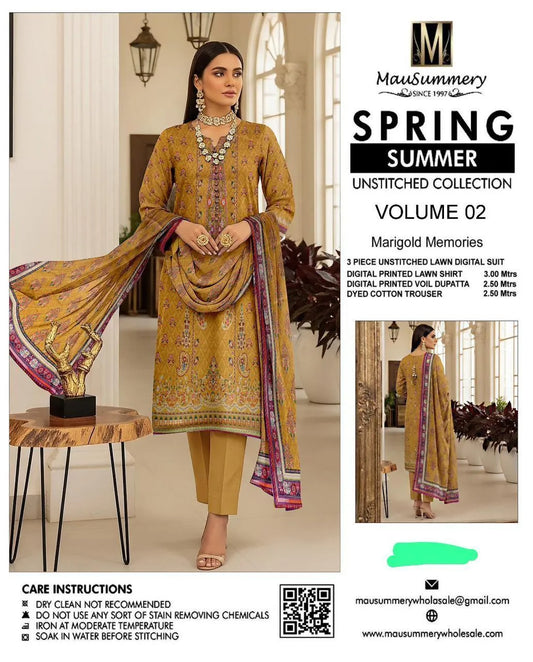 3 Pcs Women's Unstitched Printed Suit....?