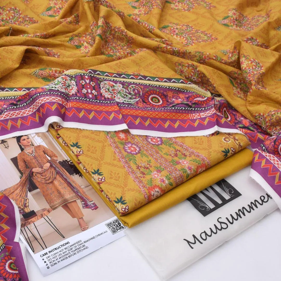 3 Pcs Women's Unstitched Printed Suit....?