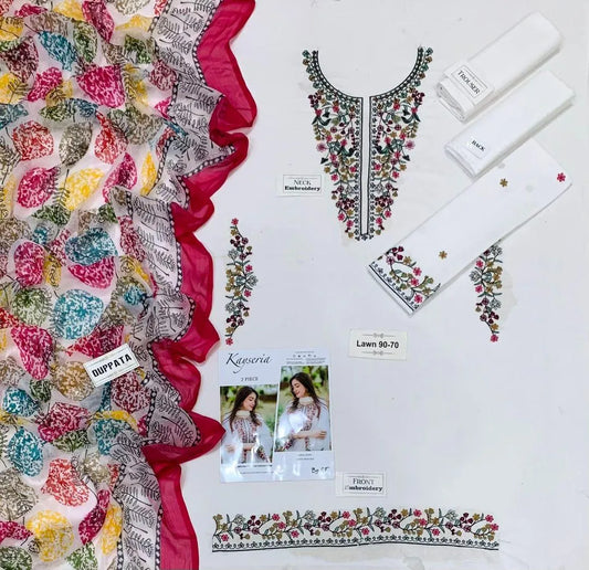 3 Pcs Women's Unstitched Embroidered Suit....?