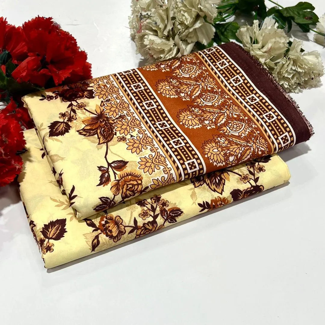 2 Pcs Women's Unstitched Printed Suit....?