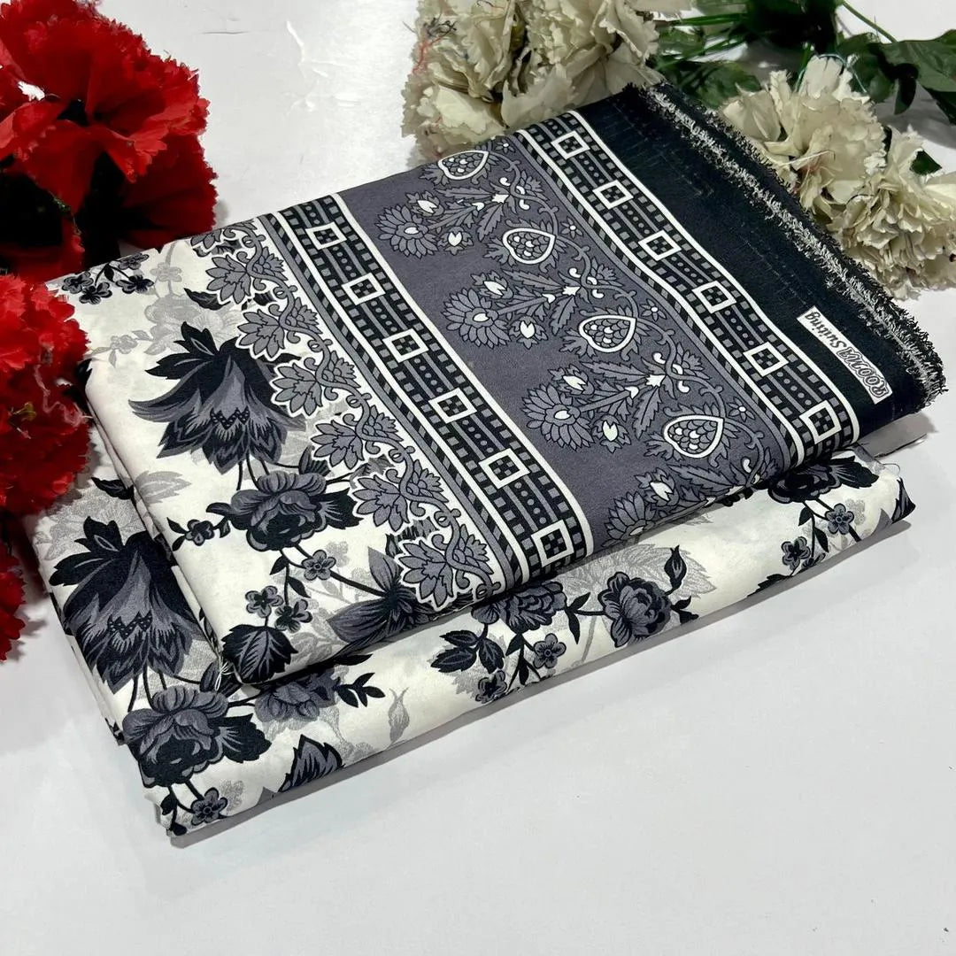 2 Pcs Women's Unstitched Printed Suit...?