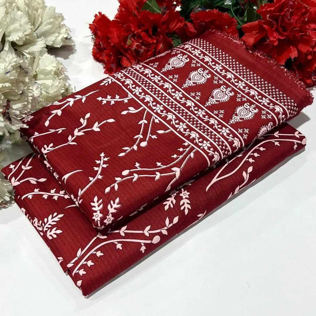 2 Pcs Women's Unstitched Printed Suit....?